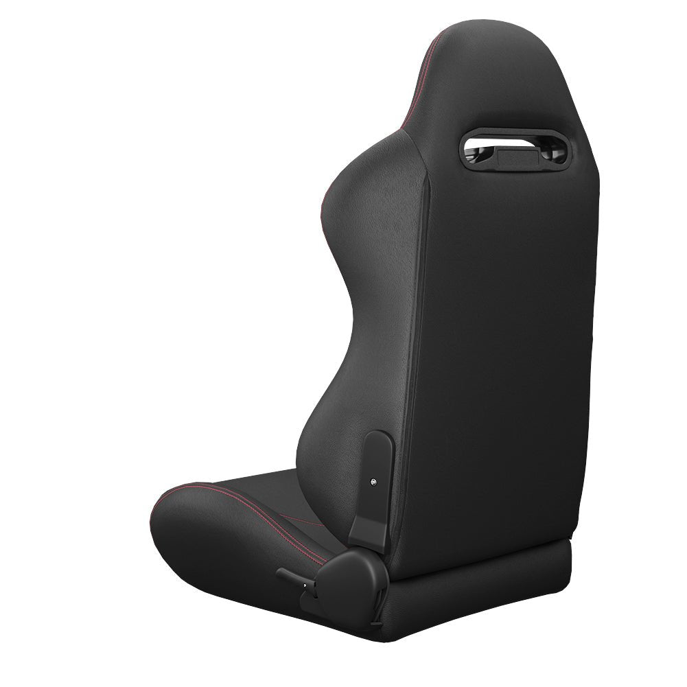 2PCS Universal Bucket Racing Seats Stitch Red PVC Leather Reclinable Carbon Look Leather Back With Adjustor Slider(Not Including Seat Bracket) - Fab Heavy Parts