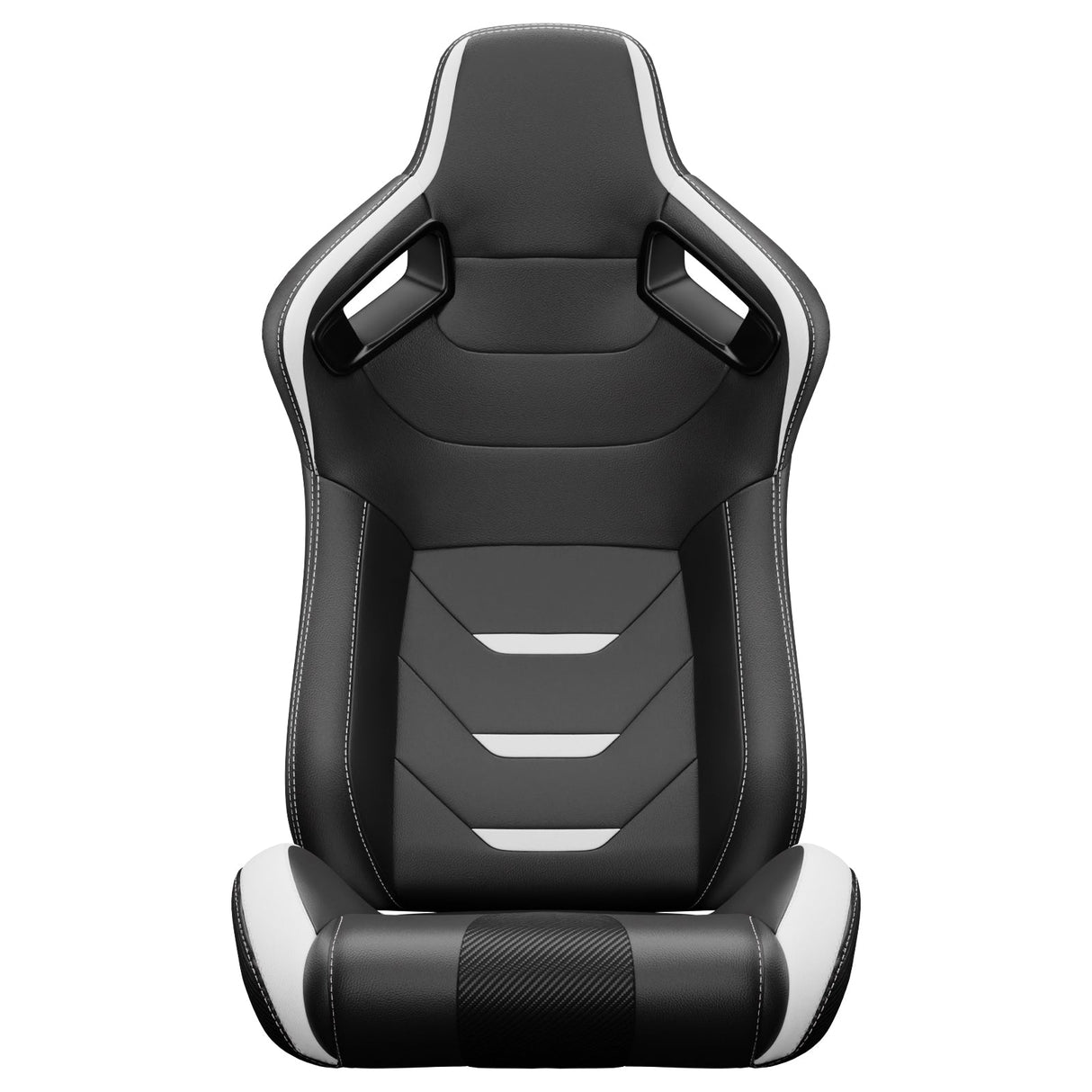 2PCS Universal Bucket Racing Seats White Stitch PVC Leather Reclinable Carbon Look Leather Back With Adjustor Slider(Not Including Seat Bracket) - Fab Heavy Parts