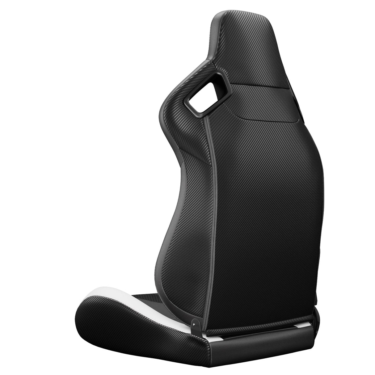 2PCS Universal Bucket Racing Seats White Stitch PVC Leather Reclinable Carbon Look Leather Back With Adjustor Slider(Not Including Seat Bracket) - Fab Heavy Parts