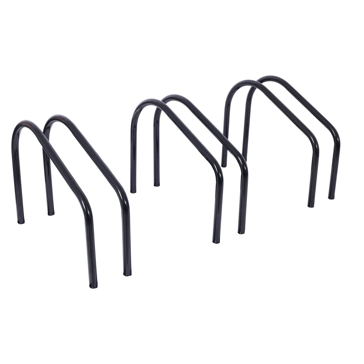 3 Bikes Floor Bike Stand Parking Rack 22 - 28" Wheel Max Tire Width 2.15" Black Painted - Fab Heavy Parts