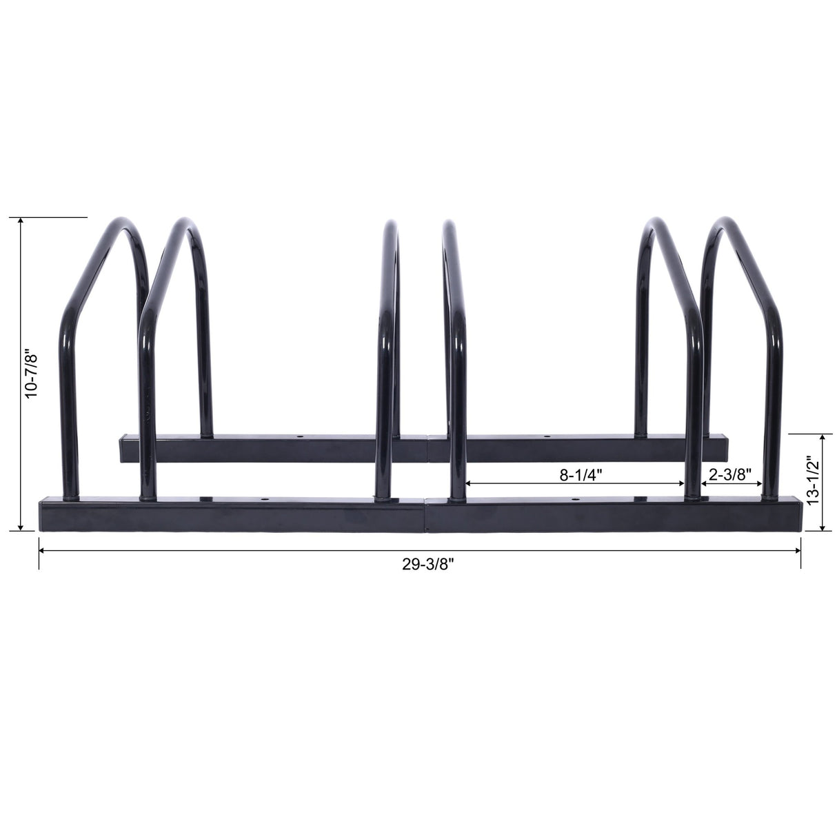 3 Bikes Floor Bike Stand Parking Rack 22 - 28" Wheel Max Tire Width 2.15" Black Painted - Fab Heavy Parts