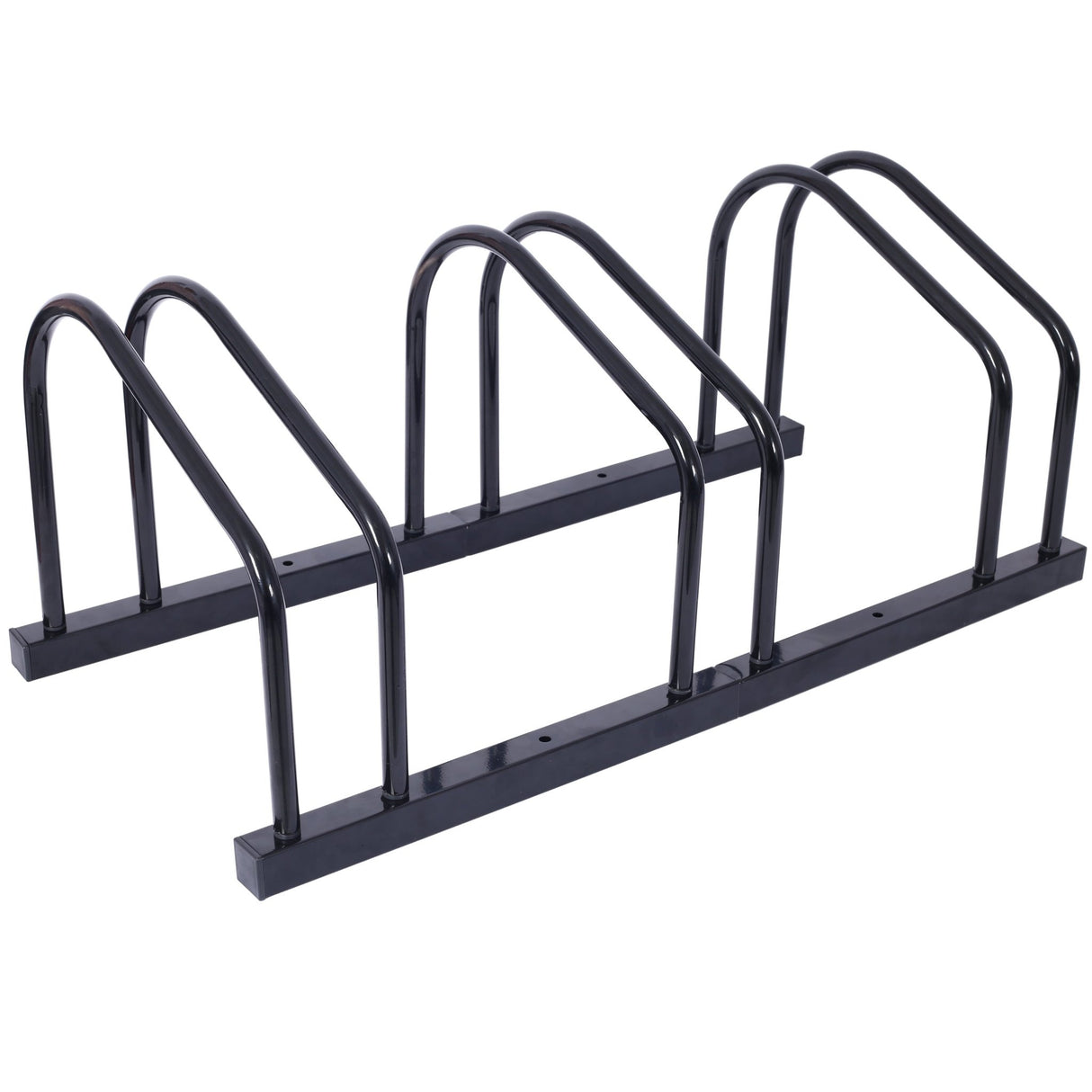 3 Bikes Floor Bike Stand Parking Rack 22 - 28" Wheel Max Tire Width 2.15" Black Painted - Fab Heavy Parts