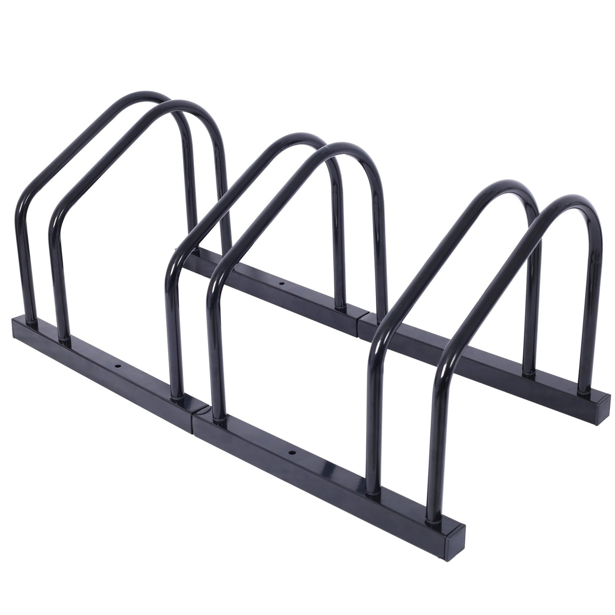 3 Bikes Floor Bike Stand Parking Rack 22 - 28" Wheel Max Tire Width 2.15" Black Painted - Fab Heavy Parts