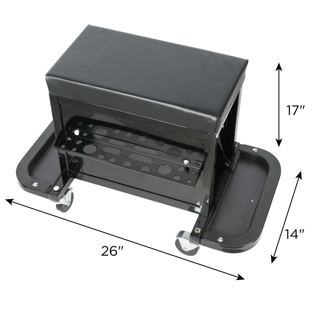 3 - Drawer Tool Chest Rolling Mechanic Seat with Tool Trays 350lbs Capacity - Fab Heavy Parts