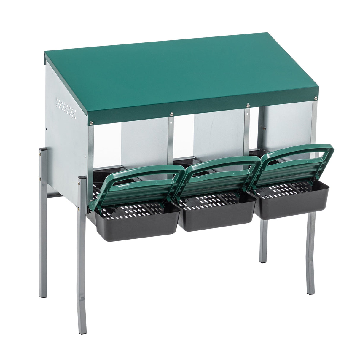 3 Holes Chicken Nesting Boxes with Legs and Lid Cover - Fab Heavy Parts