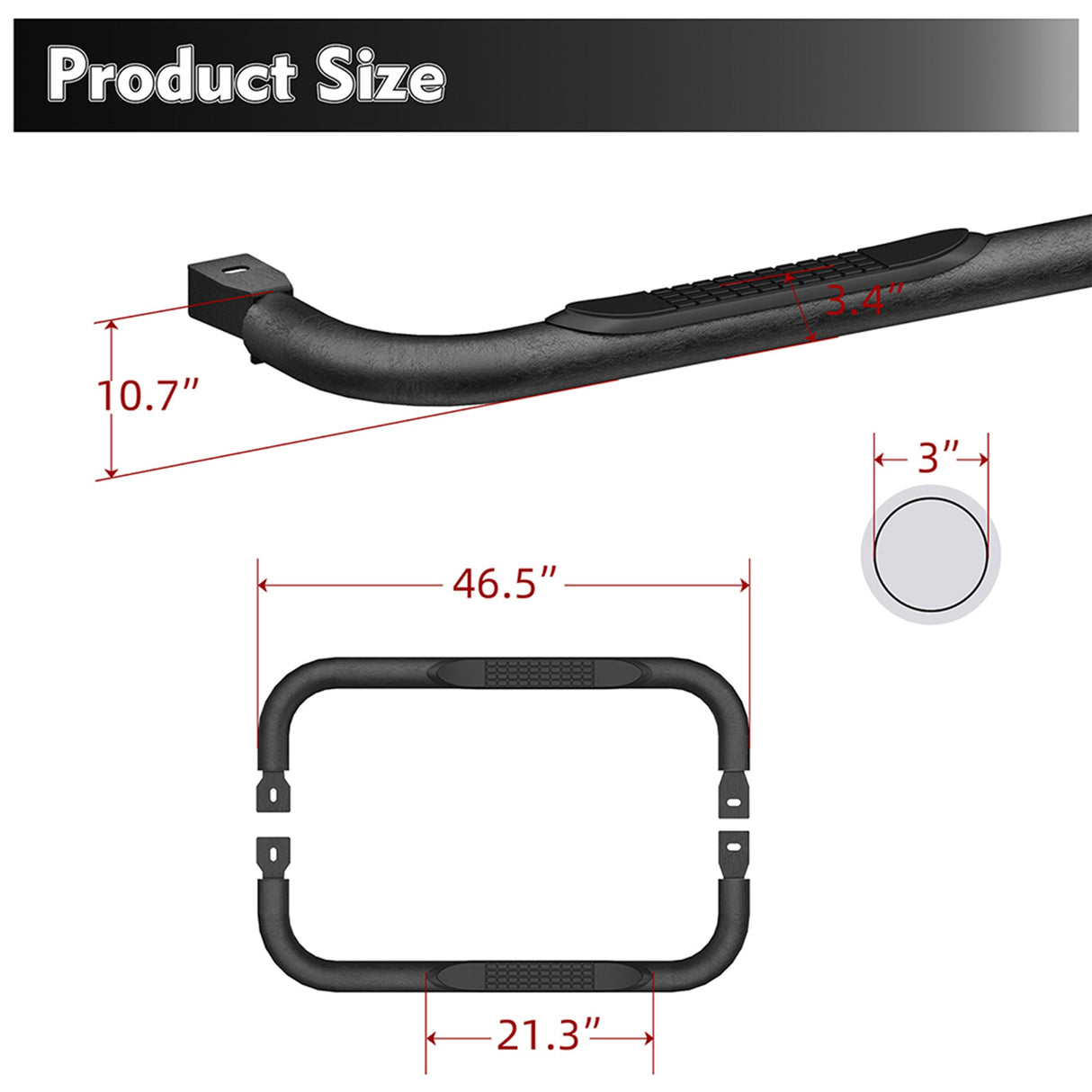 3" Running Boards Compatible with 1999 - 2018 Chevy Silverado GMC Sierra 1500 2500HD 3500HD Regular Cab 2 Doors - Fab Heavy Parts