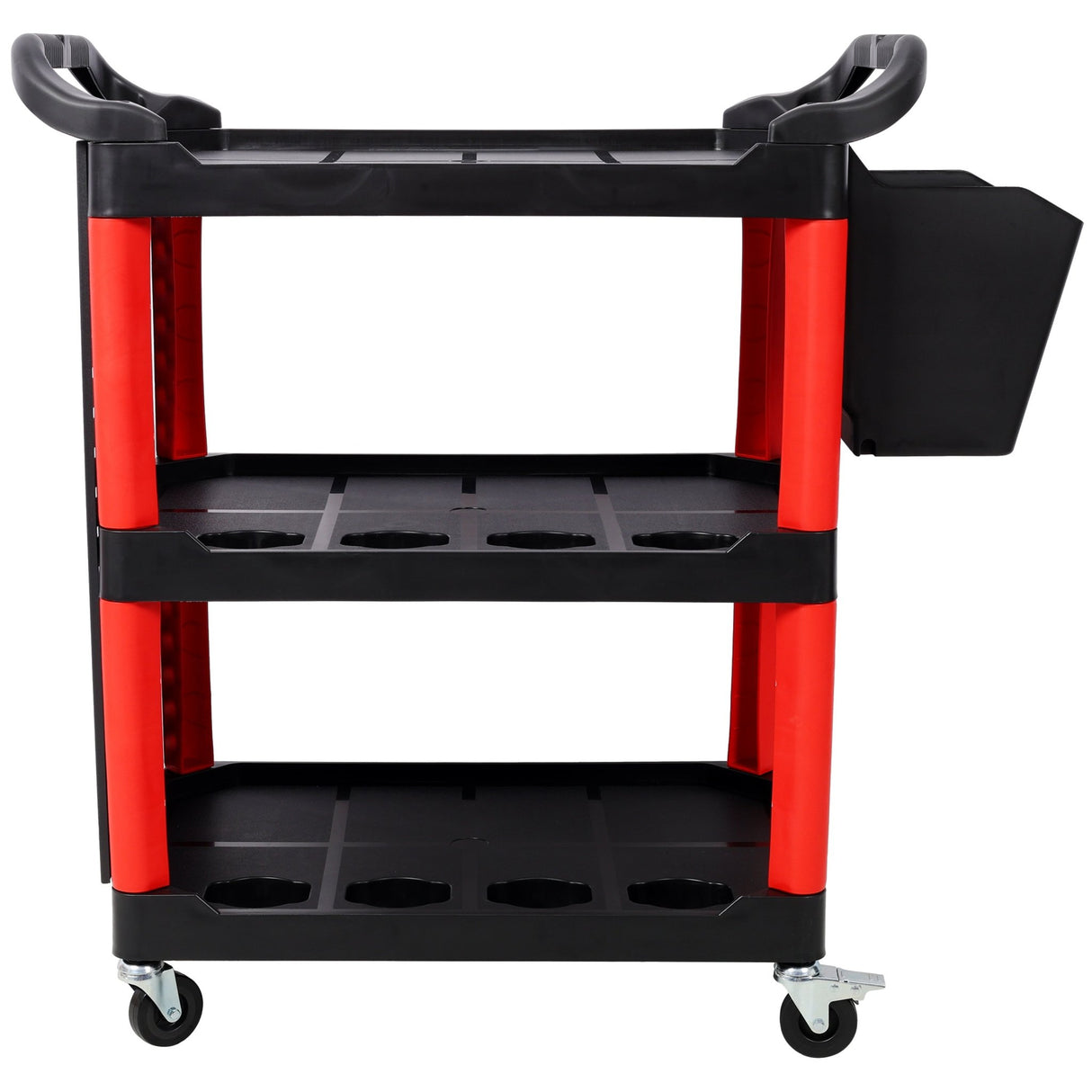 3 Tier Rolling Auto Detail Cart with Wheels & Bucket & Panel & Hook - Red&Black - Fab Heavy Parts