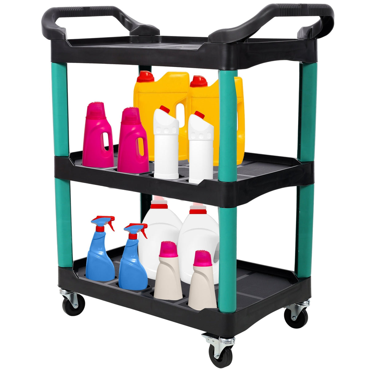 3 Tier Rolling Auto Detail Cart with Wheels - Green&Black - Fab Heavy Parts