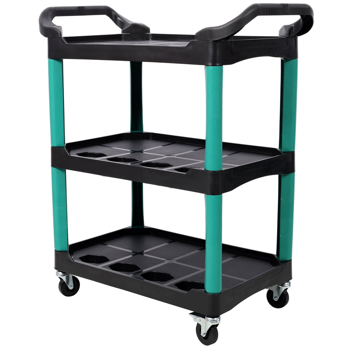 3 Tier Rolling Auto Detail Cart with Wheels - Green&Black - Fab Heavy Parts