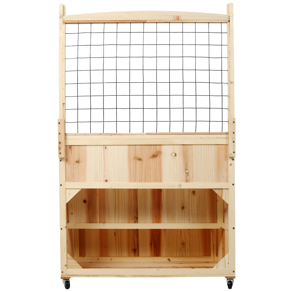 3 - Tiers Raised Garden Bed with Trellis 53" H Vertical Planter Box with Wheels & Back Storage Area for Flowers Vegetables Herbs Natural - Fab Heavy Parts