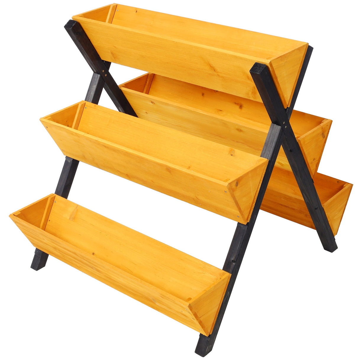 3 Tiers Wooden Vertical Raised Garden Bed with Legs Brown Planter Raised Beds Kit for Flowers Herbs Vegetables - Fab Heavy Parts