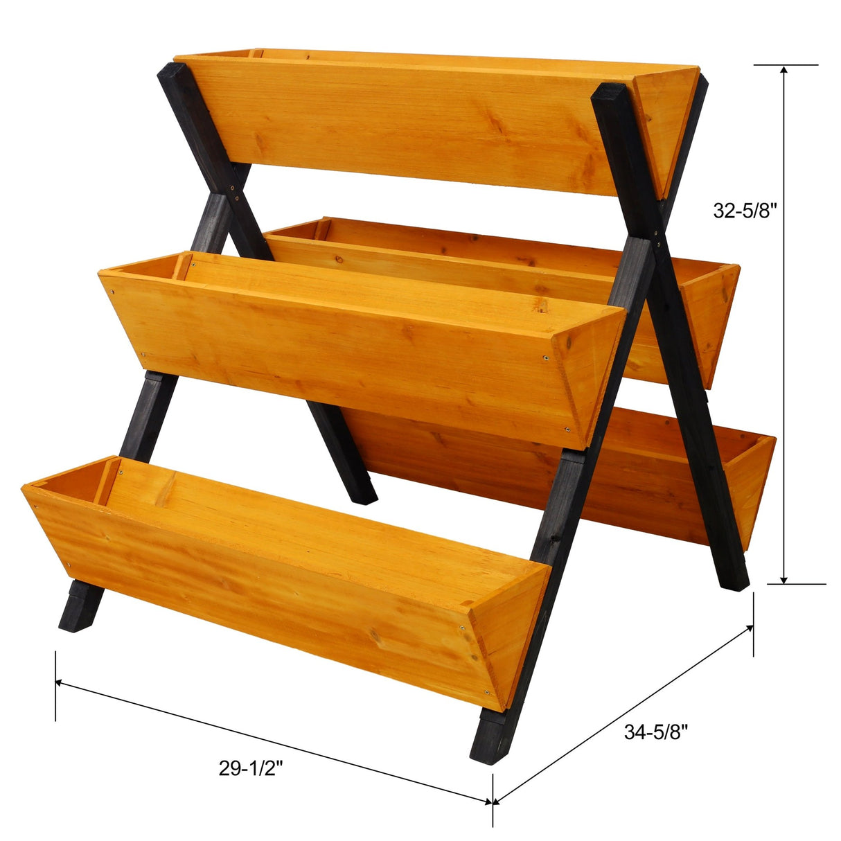 3 Tiers Wooden Vertical Raised Garden Bed with Legs Brown Planter Raised Beds Kit for Flowers Herbs Vegetables - Fab Heavy Parts