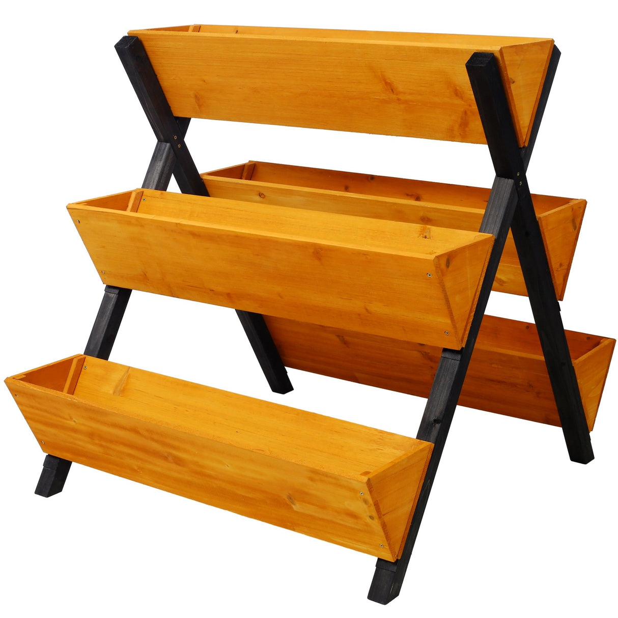3 Tiers Wooden Vertical Raised Garden Bed with Legs Brown Planter Raised Beds Kit for Flowers Herbs Vegetables - Fab Heavy Parts