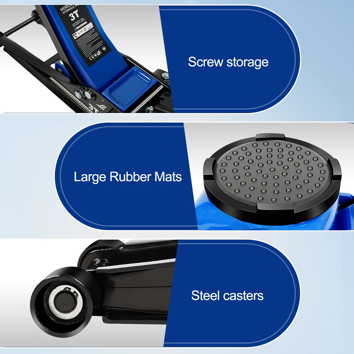 3 Ton 6600lbs Low Profile Floor Jack Dual Piston Quick Lift Pump Lifting Range 75mm/2.95" - 500mm/19.69" - Blue - Fab Heavy Parts