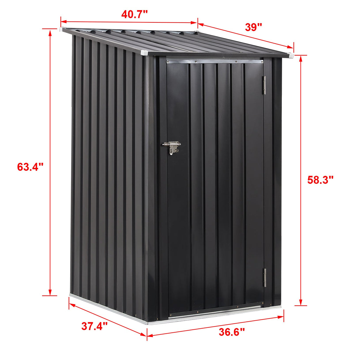 3 x 3 FT Outdoor Storage Shed with Single Lockable Door Metal Steel - Dark Gray - Fab Heavy Parts