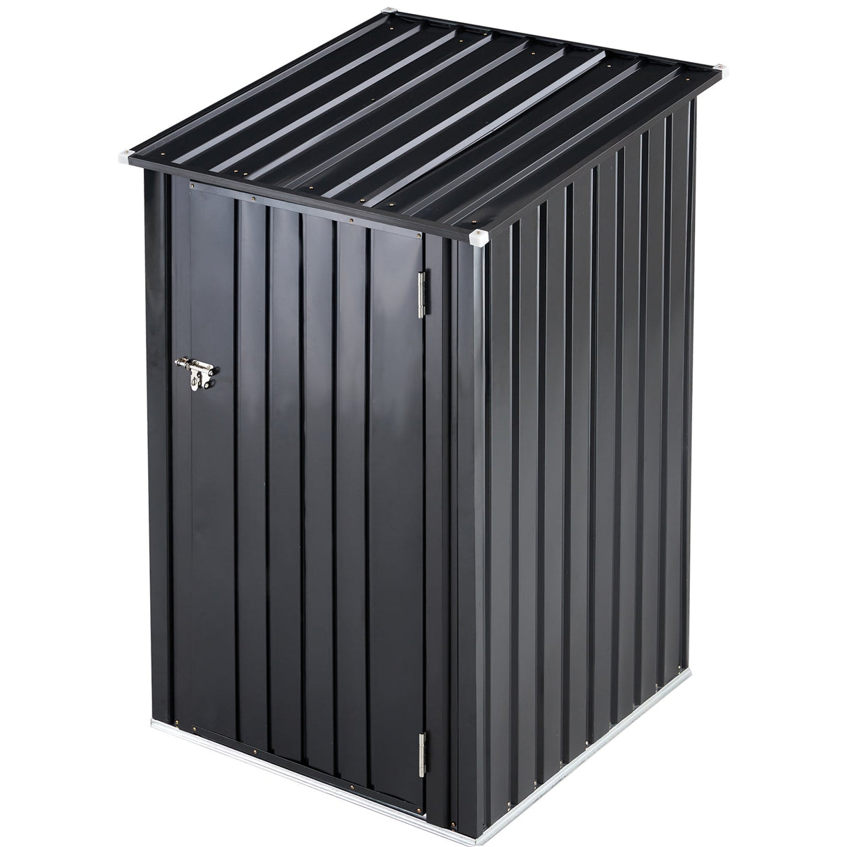 3 x 3 FT Outdoor Storage Shed with Single Lockable Door Metal Steel - Dark Gray - Fab Heavy Parts