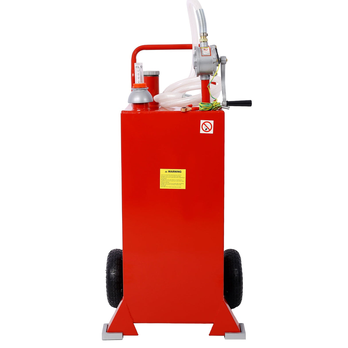 30 Gallon Gas Caddy With Wheels Reversible Rotary Hand Siphon Pump Storage - Red - Fab Heavy Parts