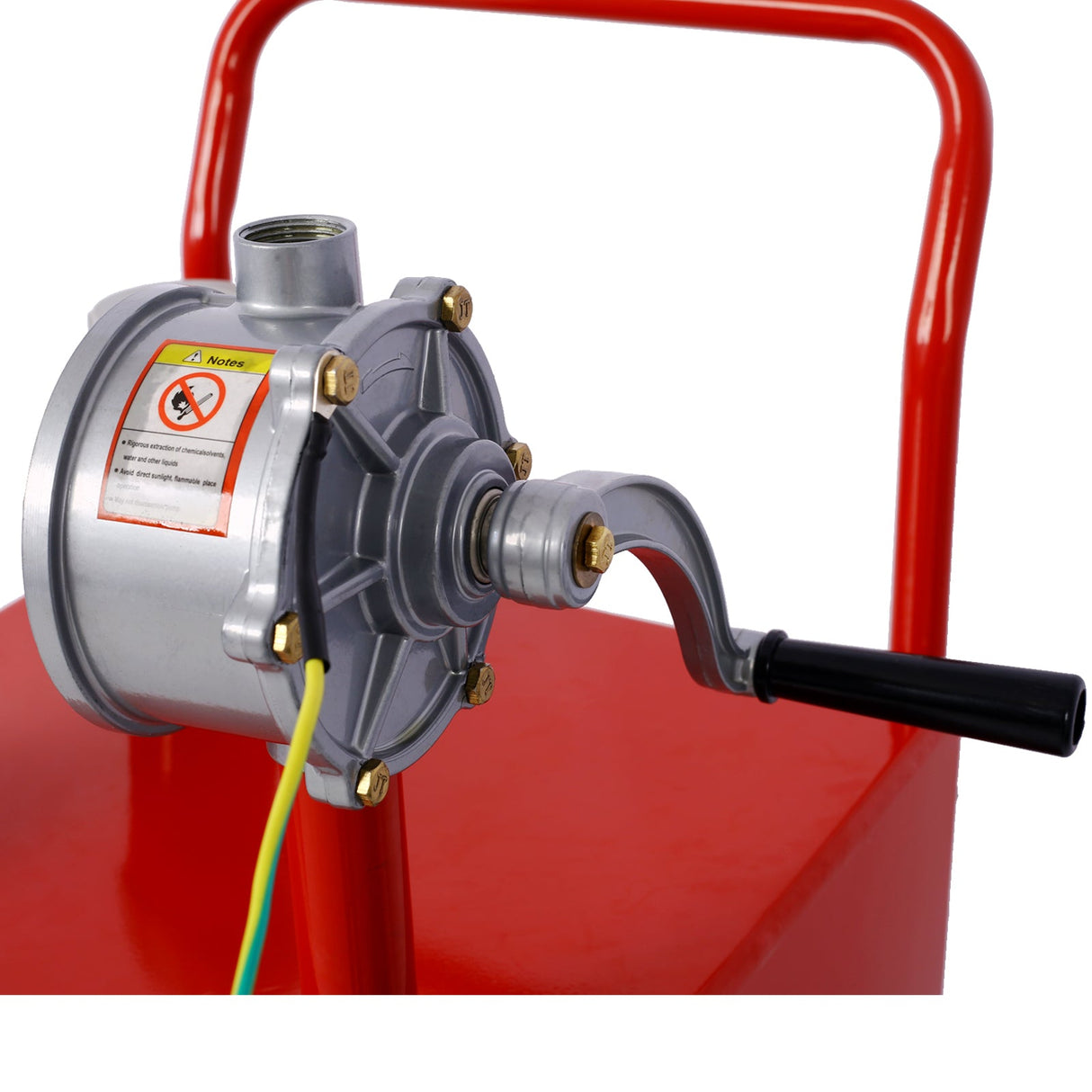 30 Gallon Gas Caddy With Wheels Reversible Rotary Hand Siphon Pump Storage - Red - Fab Heavy Parts