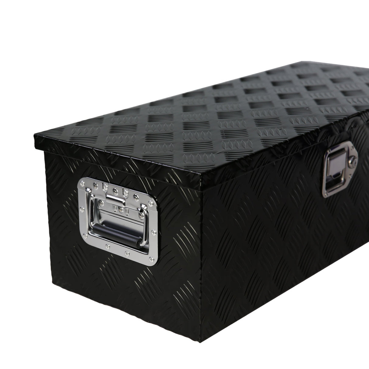 30 Inch Truck Box Heavy Duty Black Aluminum 5 Bar Tread Tool Long Box with Lock Keys 30.1"×12.8"×10.4" - Fab Heavy Parts