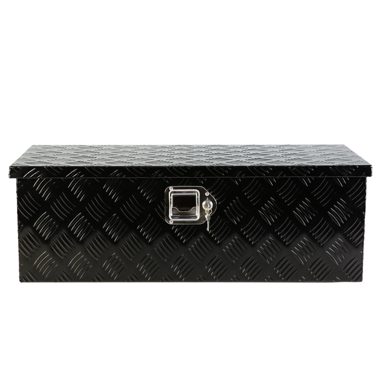 30 Inch Truck Box Heavy Duty Black Aluminum 5 Bar Tread Tool Long Box with Lock Keys 30.1"×12.8"×10.4" - Fab Heavy Parts