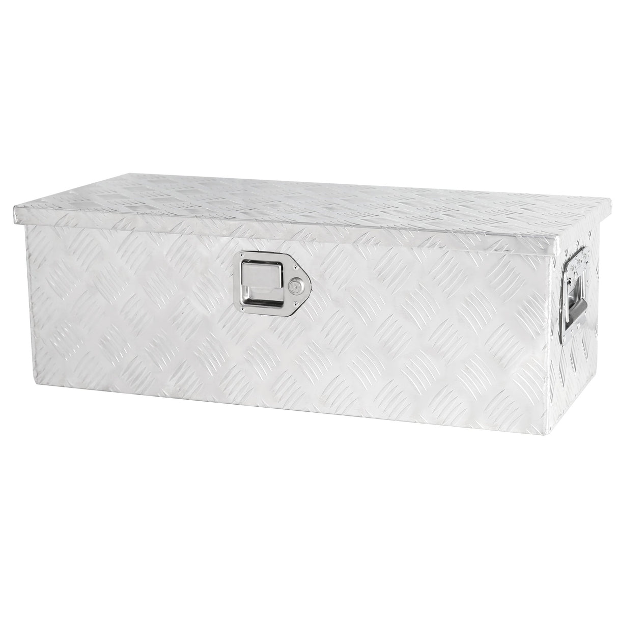 30 Inch Truck Box Heavy Duty Silver Aluminum 5 Bar Tread Tool Long Box with Lock Keys 30.1"×12.8"×10.4" - Fab Heavy Parts