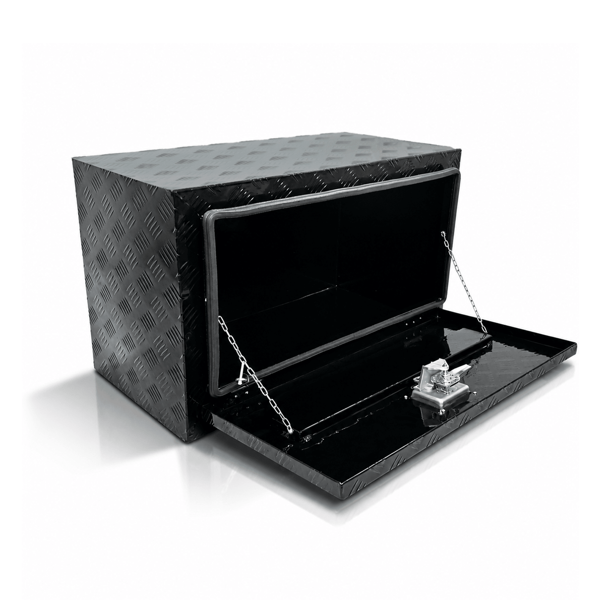 30 inch Truck Tool Box 30"×17"×18" Aluminum Stripes Plated Tool Box with Lock and Keys Black - Fab Heavy Parts