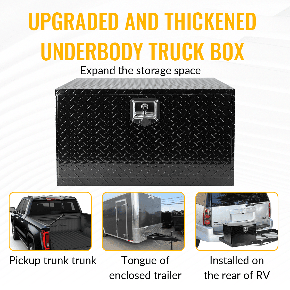 30 inch Truck Tool Box 30"×17"×18" Aluminum Stripes Plated Tool Box with Lock and Keys Black - Fab Heavy Parts