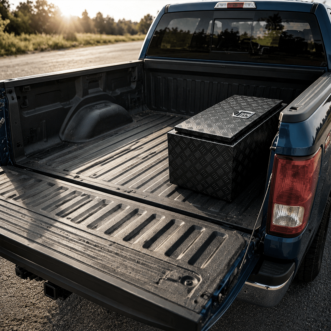 30 inch Truck Tool Box 30"×17"×18" Aluminum Stripes Plated Tool Box with Lock and Keys Black - Fab Heavy Parts