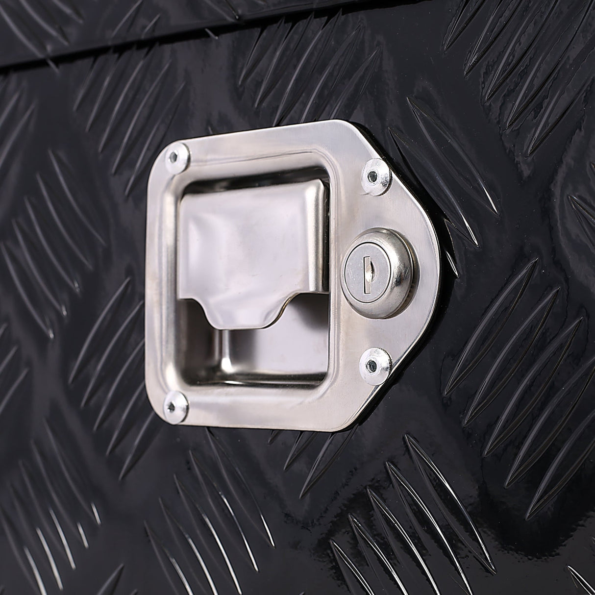 30 inch Truck Tool Box Aluminum Truck Bed Tool Box, Diamond Plate Tool Box with Side Handle and Lock Keys, Storage Tool Box Chest Box Organizer for Pickup, RV, Trailer, Truck Bed - Black - Fab Heavy Parts