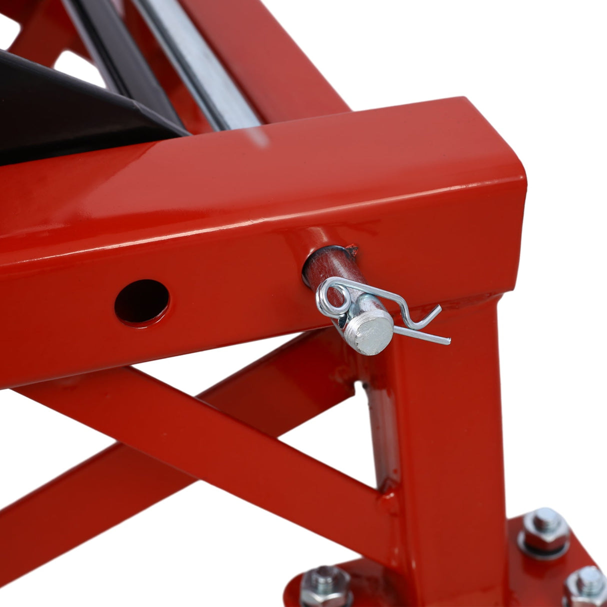 300 lbs Hydraulic Motorcycle Scissor Jack Lift Foot Step Wheels - Red - Fab Heavy Parts
