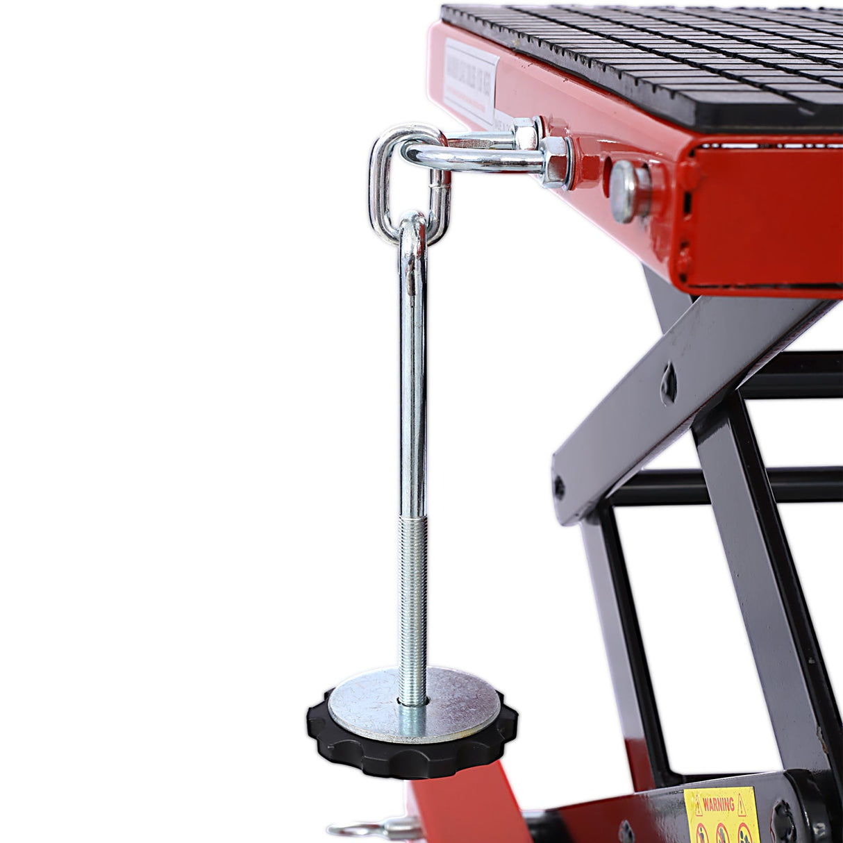 300 lbs Hydraulic Motorcycle Scissor Jack Lift Foot Step Wheels - Red - Fab Heavy Parts