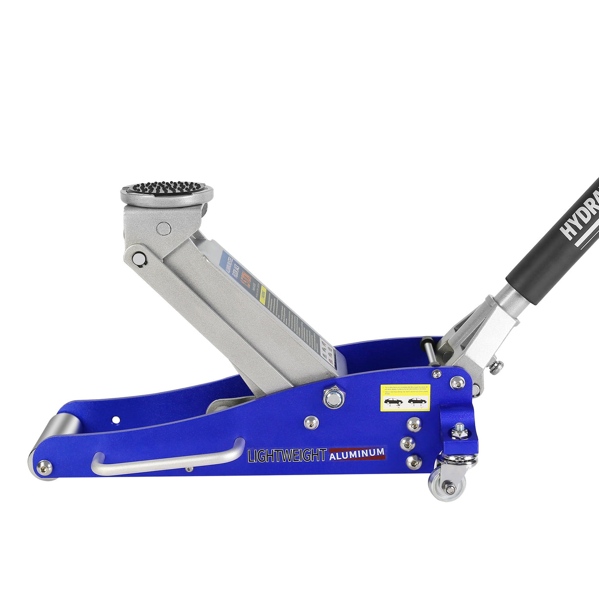 3,000 Lbs Hydraulic Low Profile Aluminum and Steel Racing Floor Jack with Dual Piston Quick Lift Pump - Blue - Fab Heavy Parts