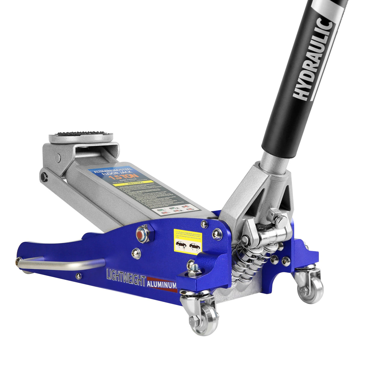 3,000 Lbs Hydraulic Low Profile Aluminum and Steel Racing Floor Jack with Dual Piston Quick Lift Pump - Blue - Fab Heavy Parts