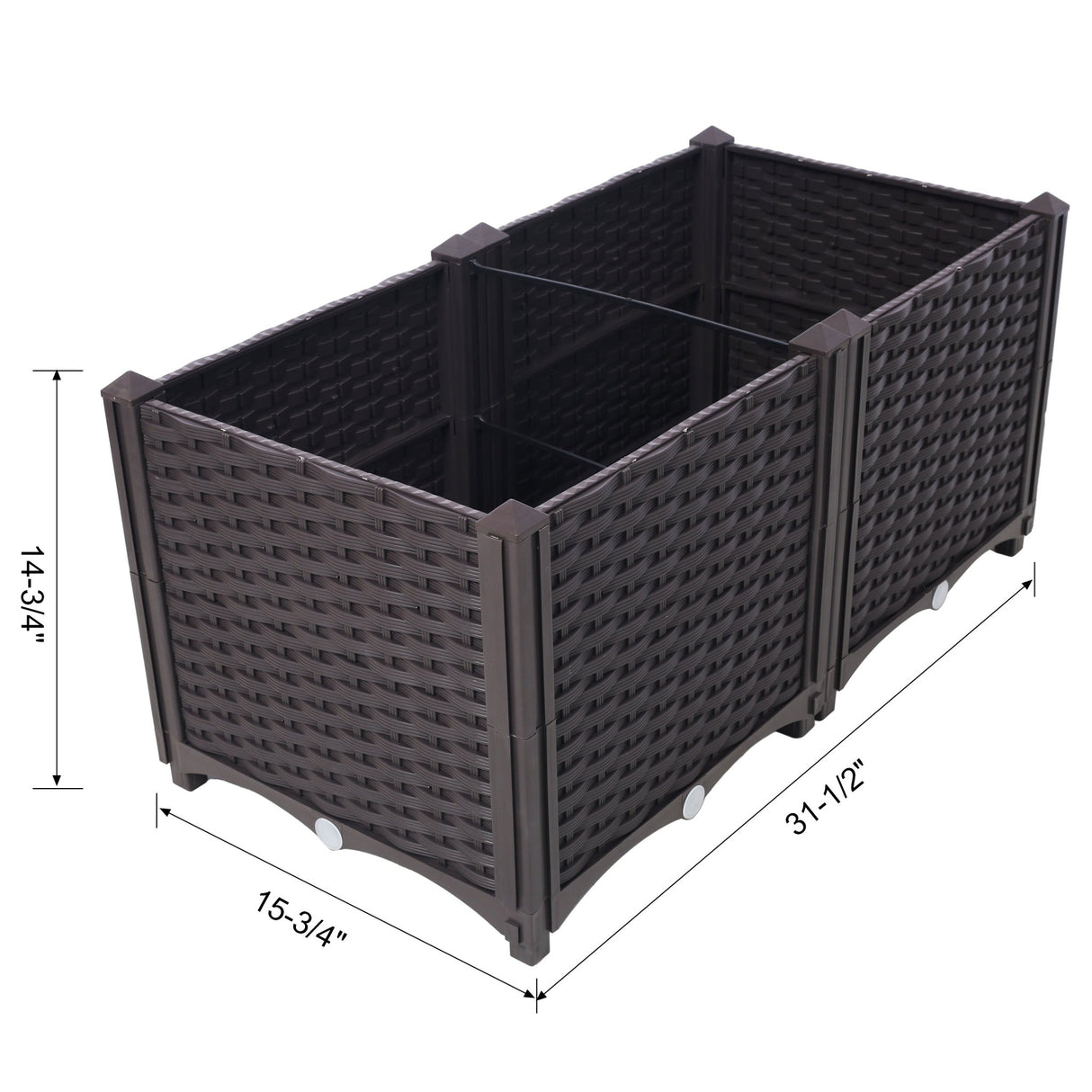 31.5" L X 15.7" D X 14.7" H Deep Raised Garden Bed Plastic Planter Boxes for Vegetables Flowers Herbs and Succulents Self - Watering Raised - Brown - Fab Heavy Parts