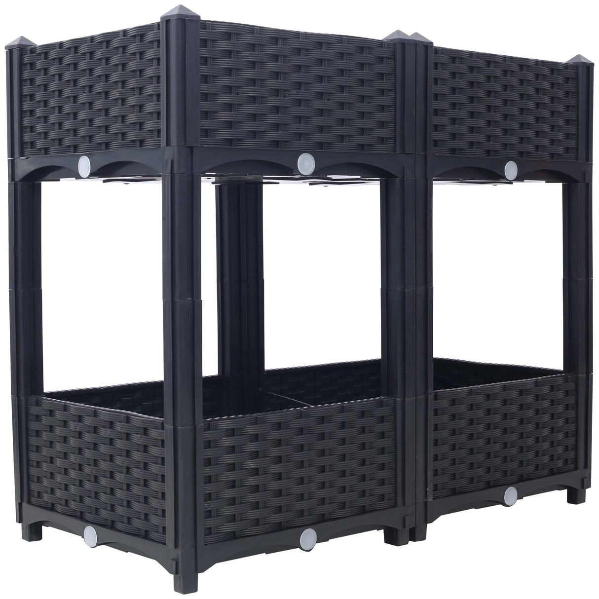 31.5"x15.7"x27.7" Elevated Planter Garden Box with Drainage Plug Raised Beds for Vegetable/Flower/Herb Outdoor Standing Gardening Kit - Black - Fab Heavy Parts