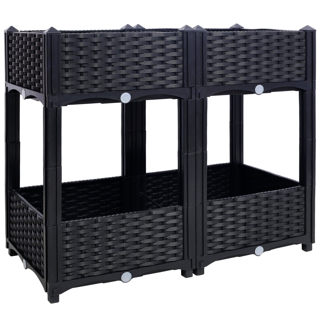 31.5"x15.7"x27.7" Elevated Planter Garden Box with Drainage Plug Raised Beds for Vegetable/Flower/Herb Outdoor Standing Gardening Kit - Black - Fab Heavy Parts