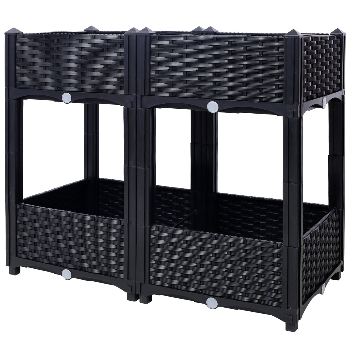 31.5"x15.7"x27.7" Elevated Planter Garden Box with Drainage Plug Raised Beds for Vegetable/Flower/Herb Outdoor Standing Gardening Kit - Black - Fab Heavy Parts