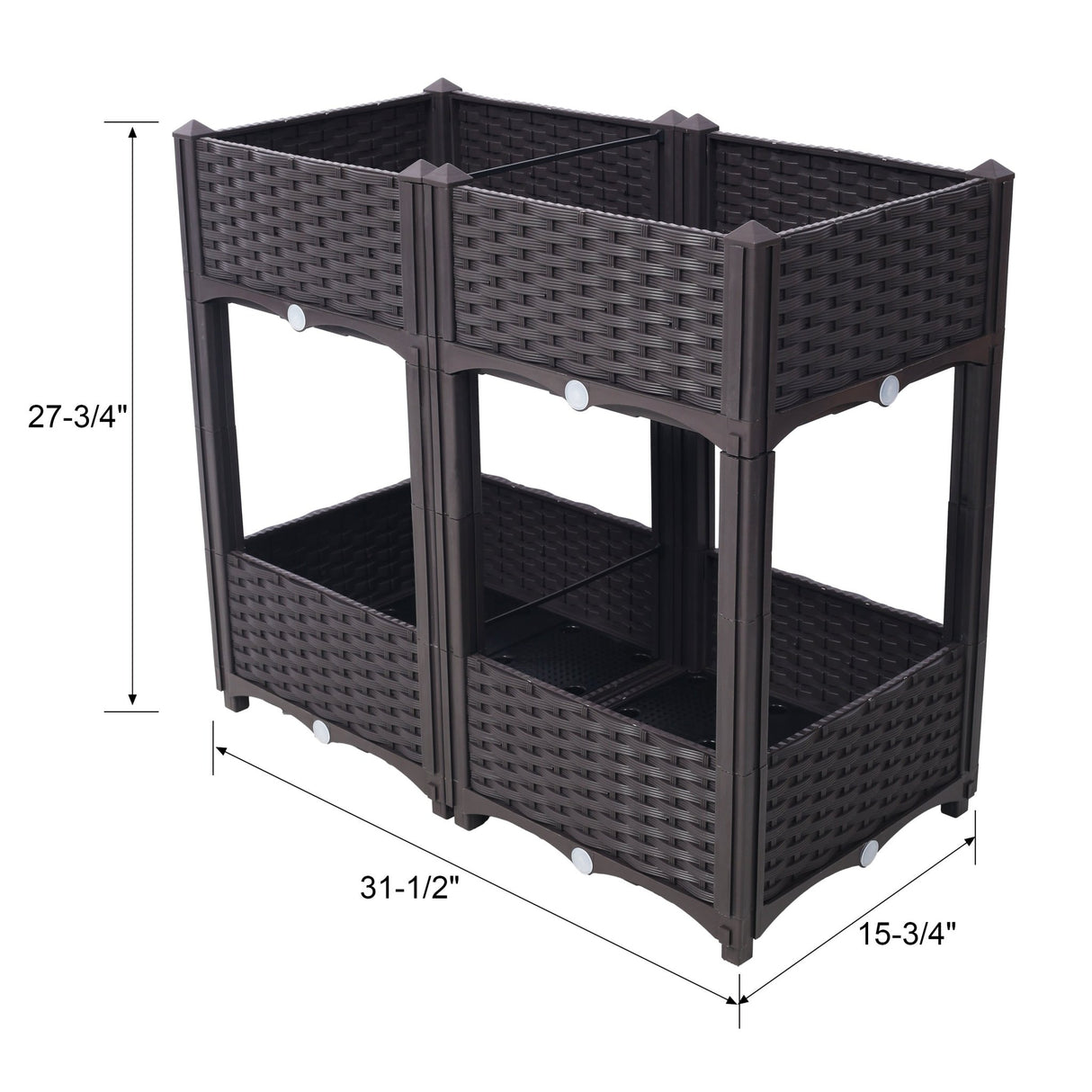31.5"x15.7"x27.7" Elevated Planter Garden Box with Drainage Plug Raised Beds for Vegetable/Flower/Herb Outdoor Standing Gardening Kit - Brown - Fab Heavy Parts