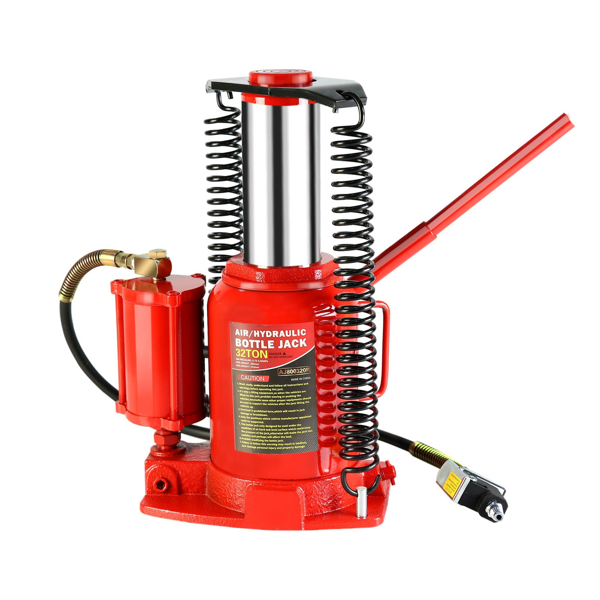 32 - Ton Hydraulic Air - Operated Bottle Jack Lift Portable Low Profile Manual Air with Handle - Fab Heavy Parts