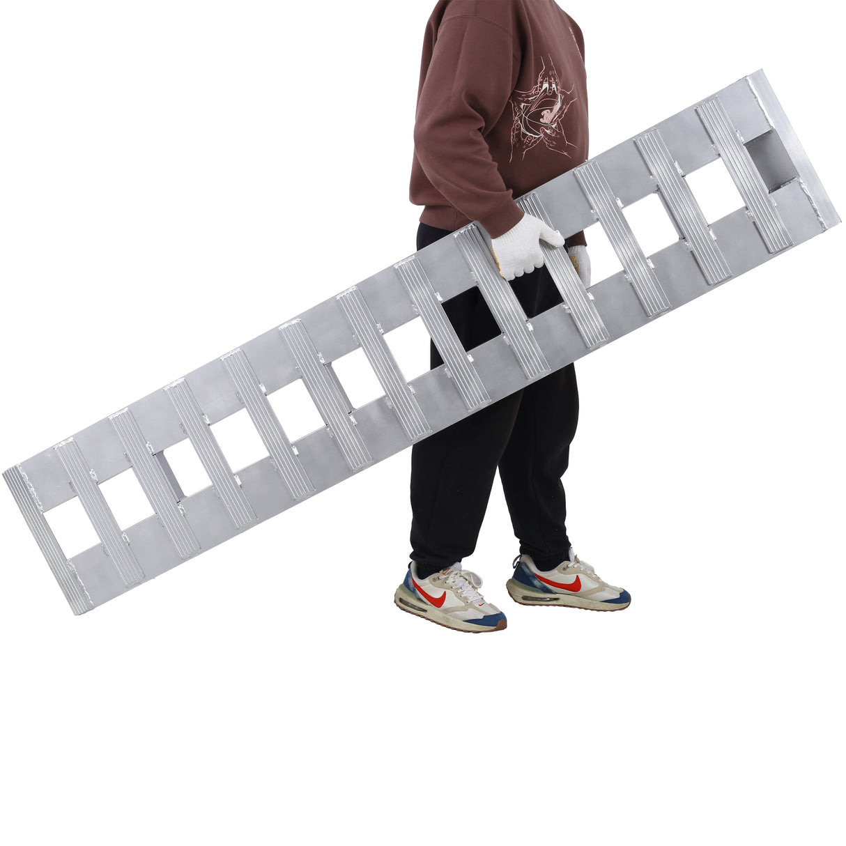 1 Pair Heavy-Duty Ramps with Top Hook Attaching End Universal Loading Ramp 72" X 14" 6600 LBS--Silver Aluminum