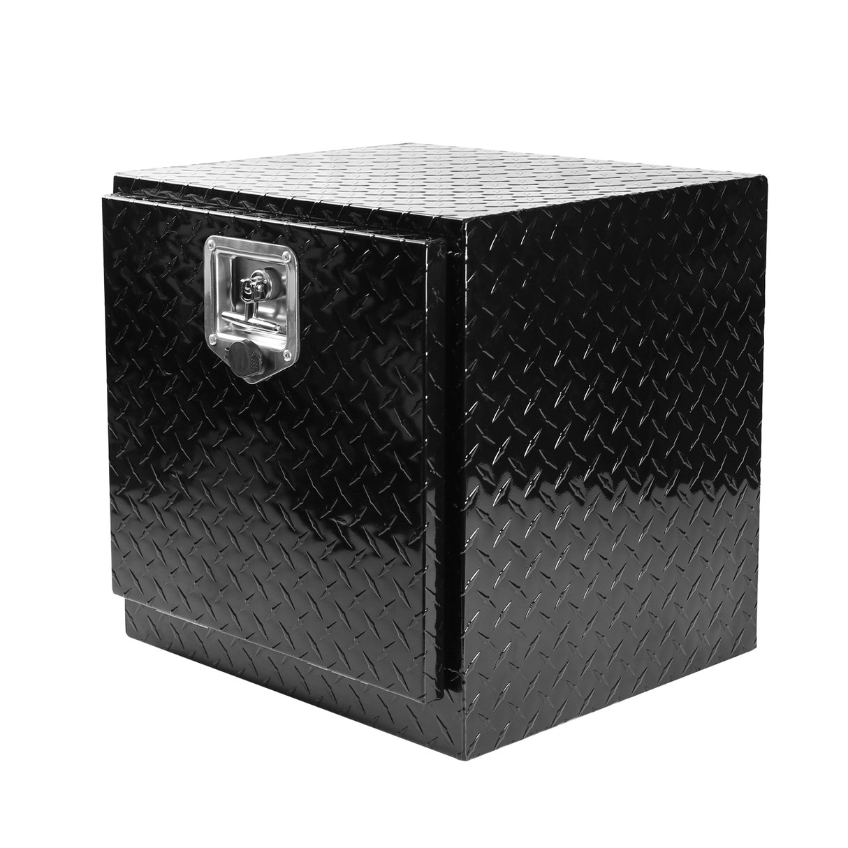 Heavy Duty Aluminum Diamond Plate Tool Underbody Box Waterproof with T-Handle Lock and Keys 17.9"×17.1"×17.9"