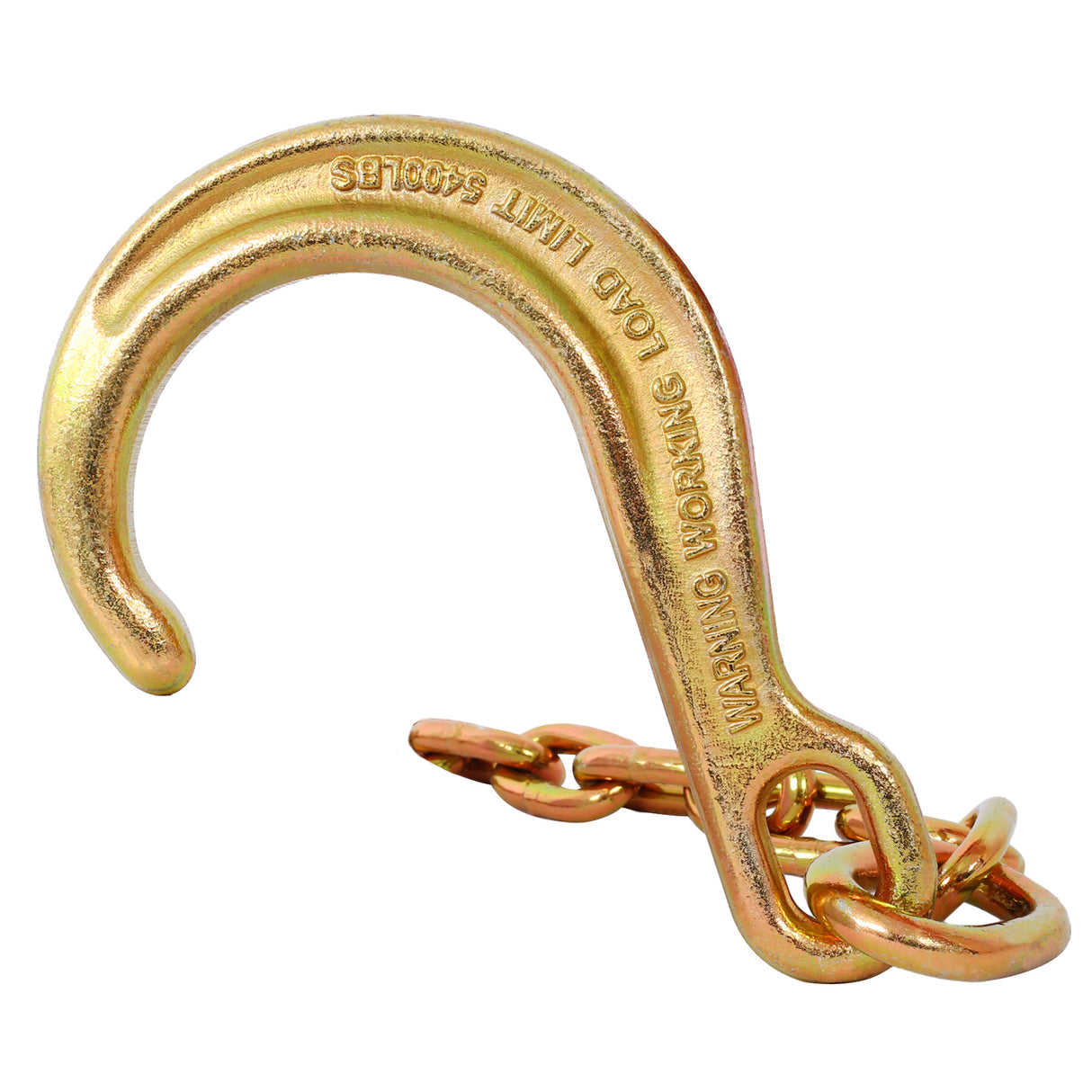 Tow Chain with 8 Inch Forged J Hook and Grab Grade 70 Chain 6 Foot 4,700 Pound Safe Working Load