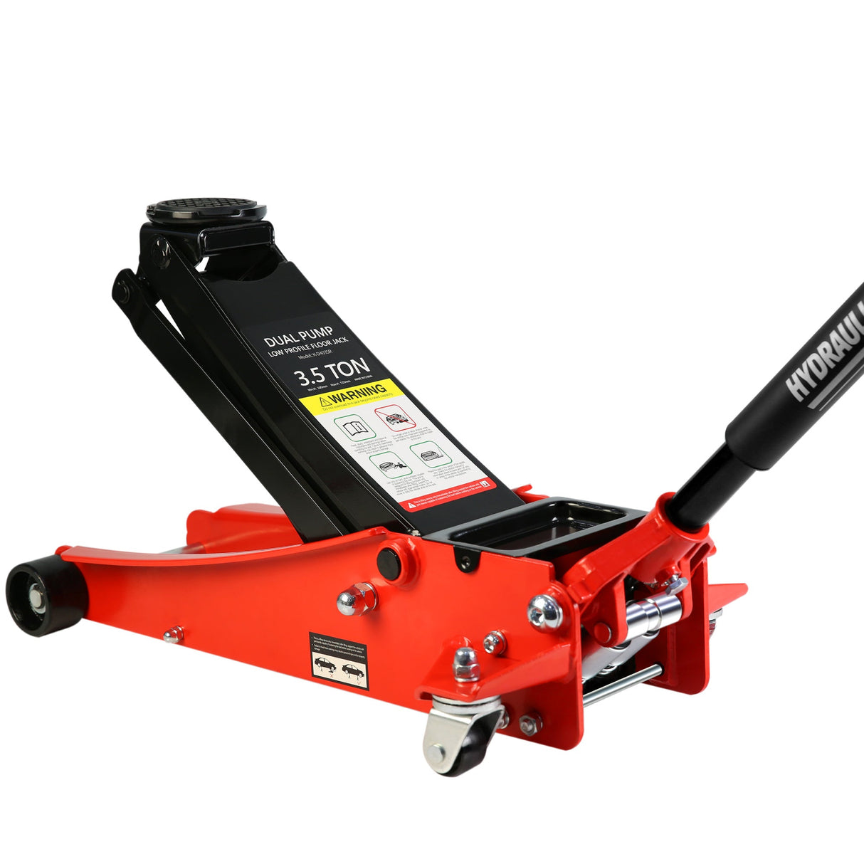 3.5 Ton Low Profile Heavy - Duty Steel Racing Floor Jack with Dual Piston Quick Lift Pump Lifting Range 4" - 21" - Fab Heavy Parts