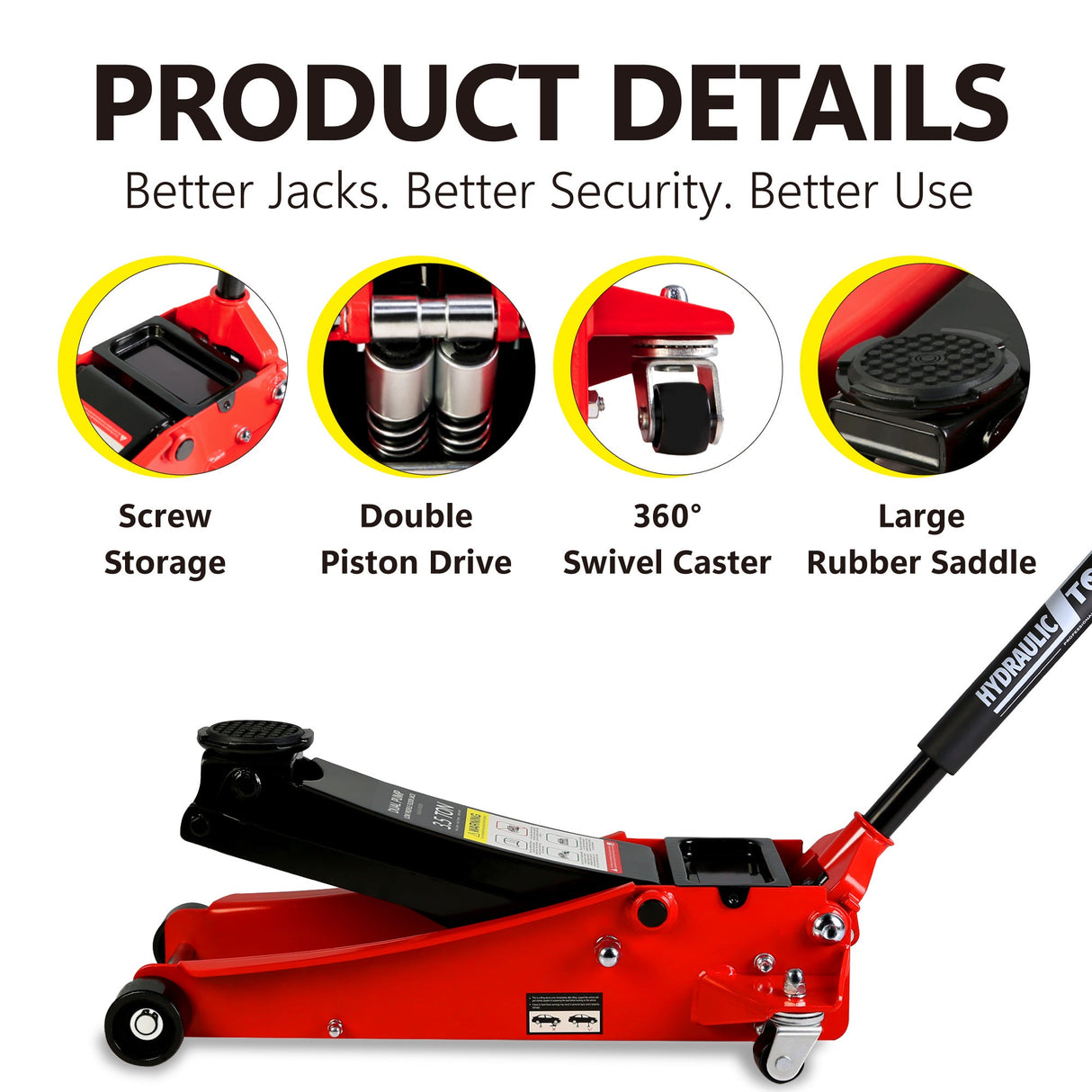 3.5 Ton Low Profile Heavy - Duty Steel Racing Floor Jack with Dual Piston Quick Lift Pump Lifting Range 4" - 21" - Fab Heavy Parts