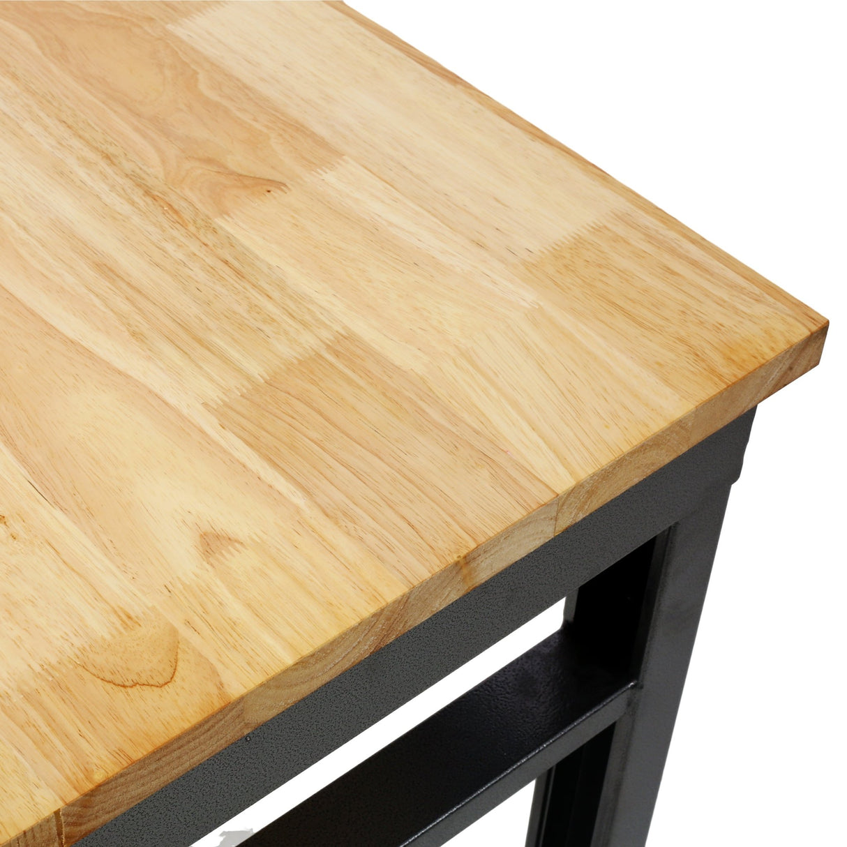 35' Wide Rolling Workbenches with Rubber Wood Top Black Hammertone Leg Adjustable Height Metal - Fab Heavy Parts