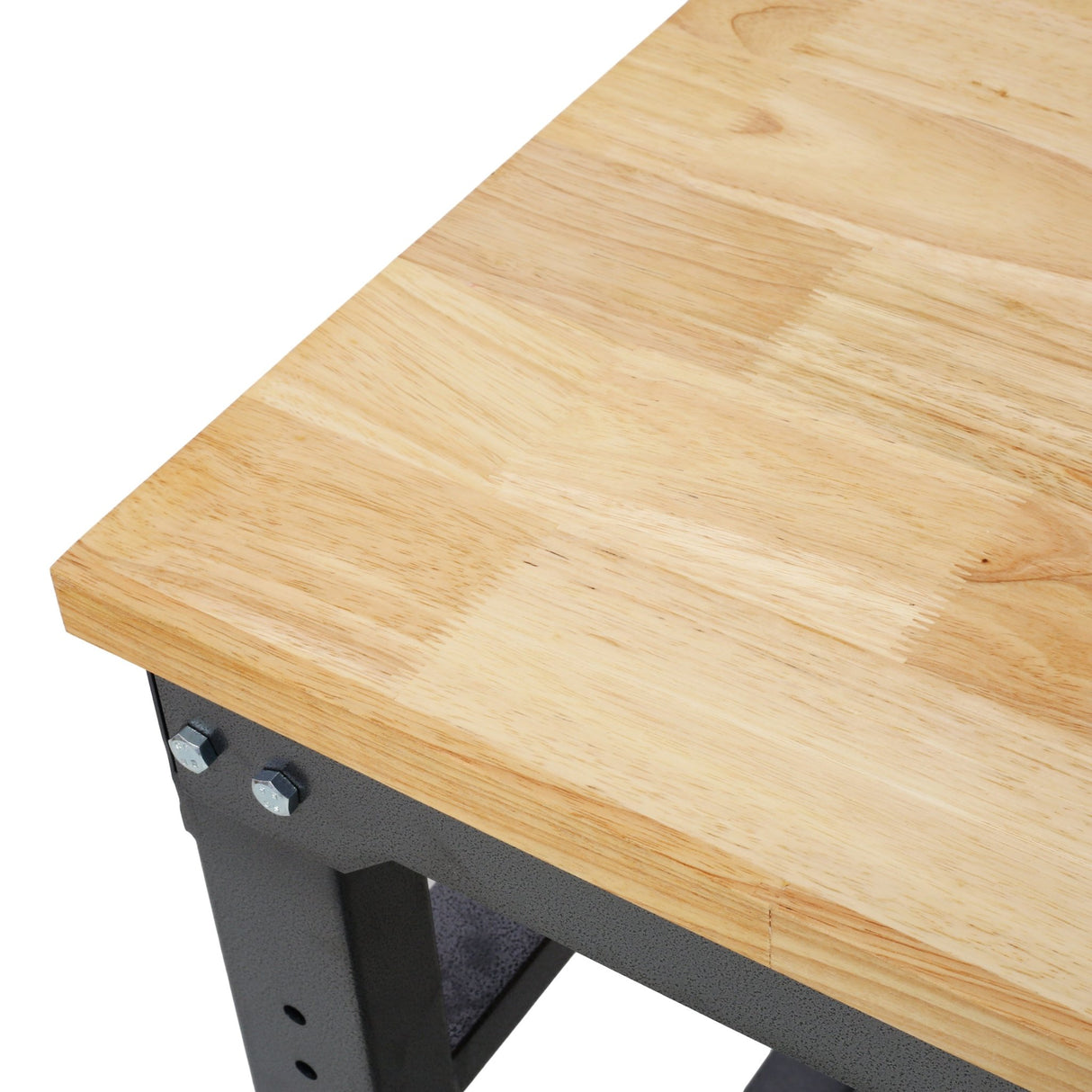 35' Wide Rolling Workbenches with Rubber Wood Top Black Hammertone Leg Adjustable Height Metal - Fab Heavy Parts