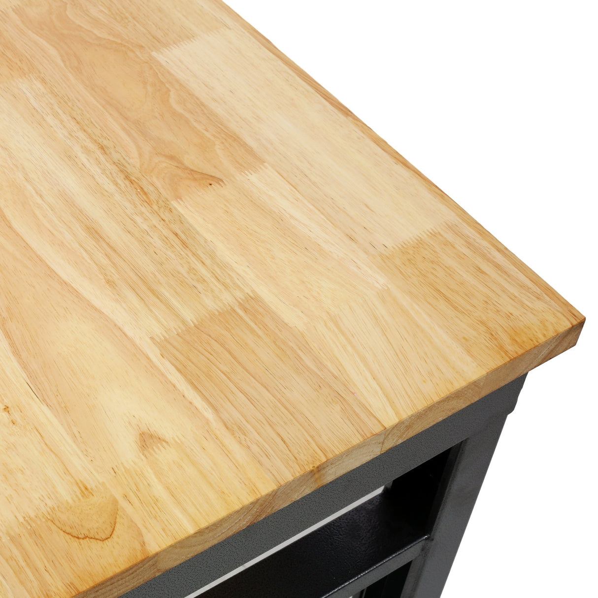 35' Wide Rolling Workbenches with Rubber Wood Top Black Hammertone Leg Adjustable Height Metal - Fab Heavy Parts