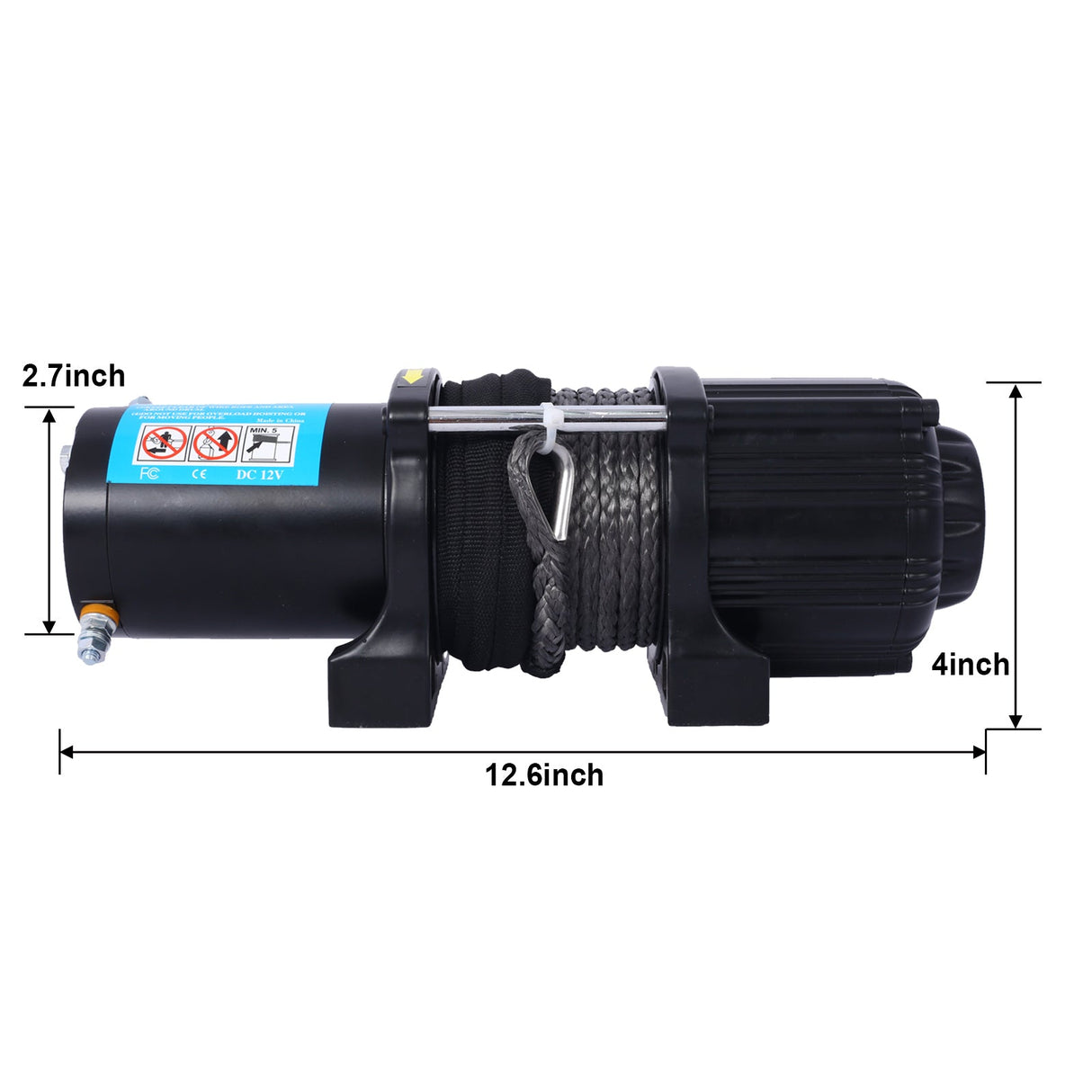 3500 lb Electric Winch 12V Waterproof Synthetic Rope Trailer with Wired and Wireless Remote - Fab Heavy Parts