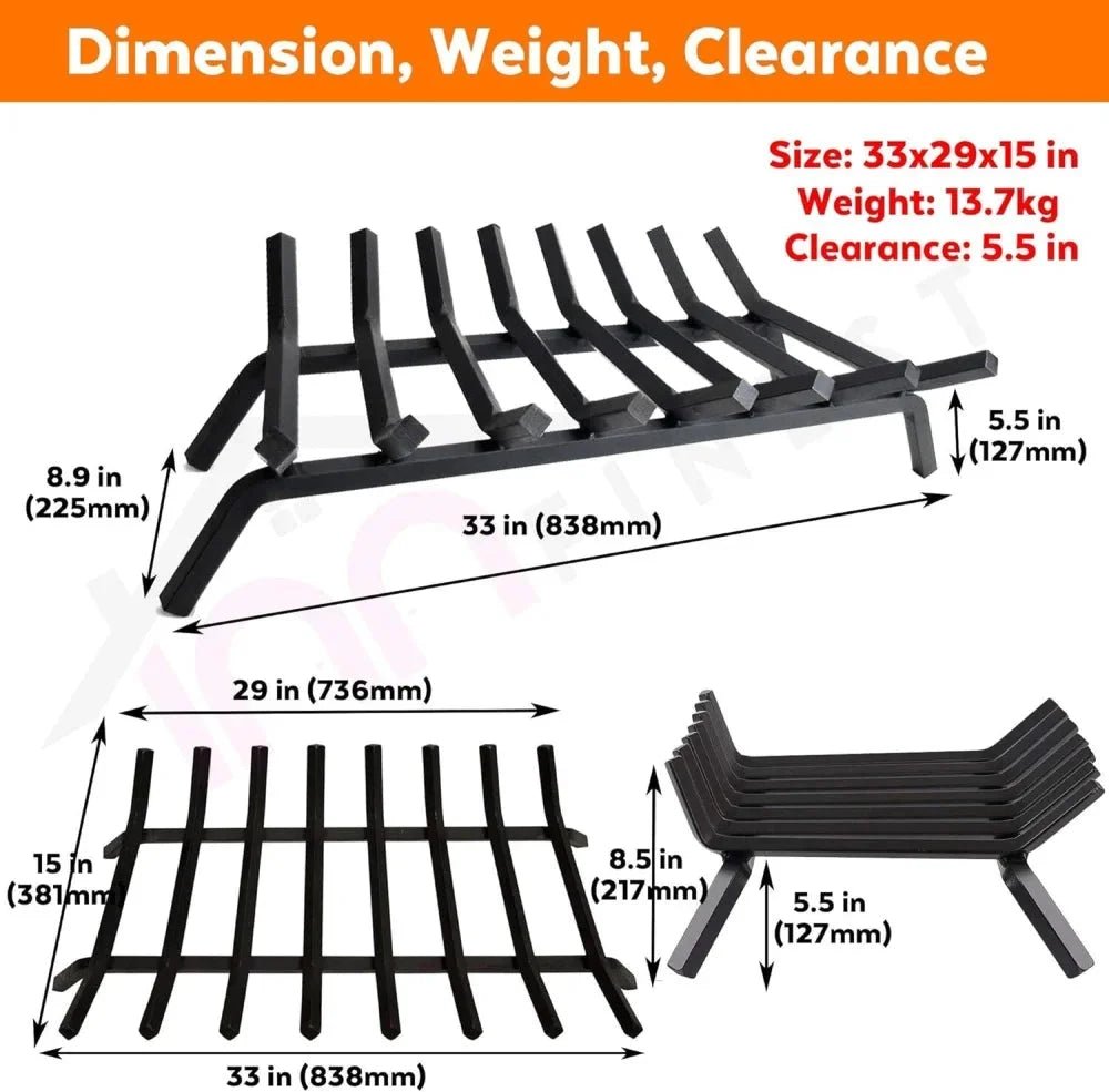 36 inch Fireplace Grate Fireplace Log Holder Heavy Duty Firewood Log Burning Rack - Fab Heavy Parts