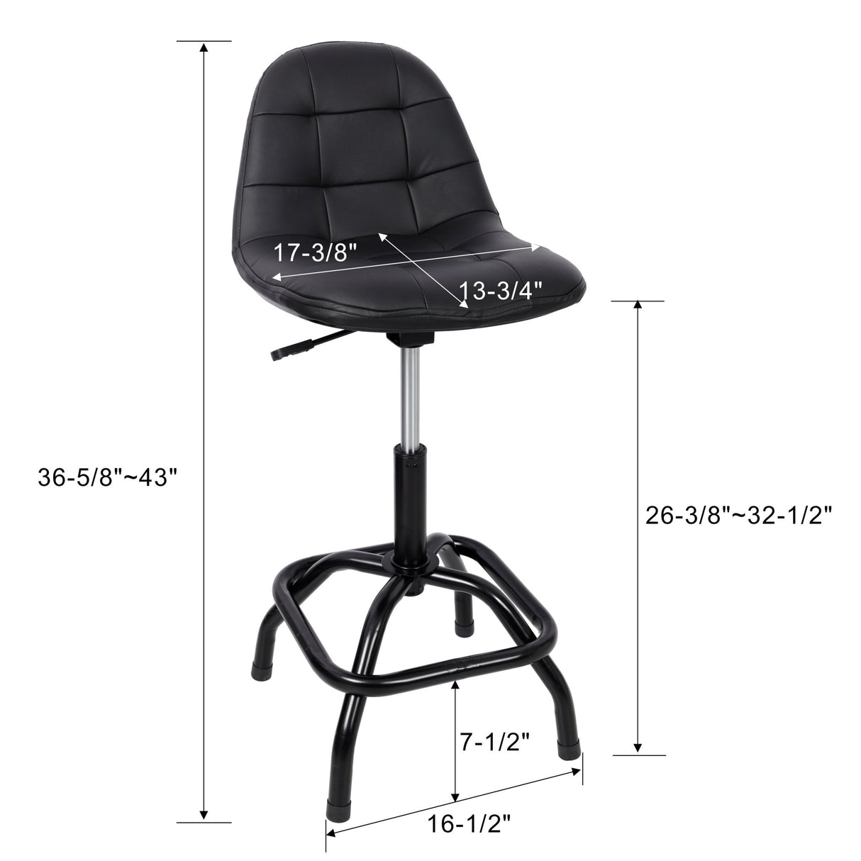 360° Swivel Adjustable Height Bar Stool with High Back Support Modern Counter Stool for Bar Shop Kitchen - Fab Heavy Parts